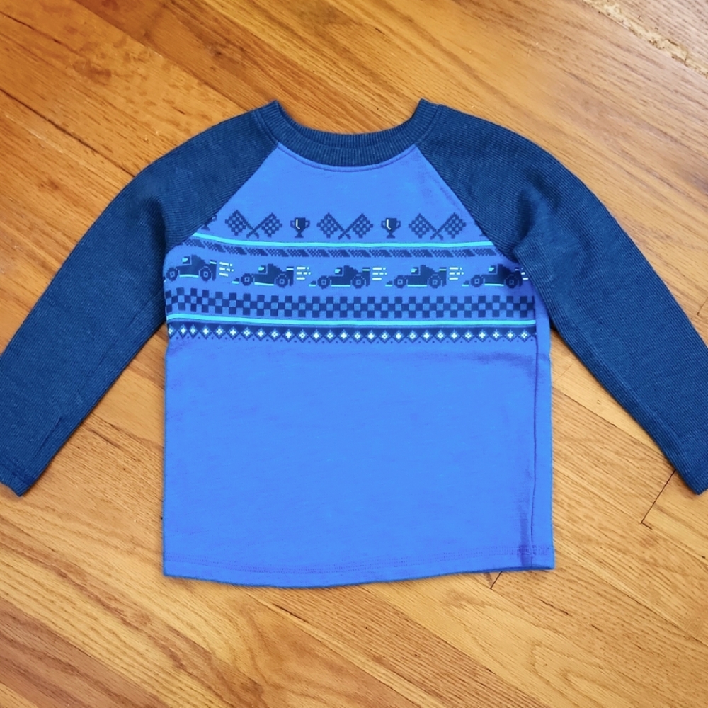 Blue Geometric Racecar Sweatshirt Size 3T